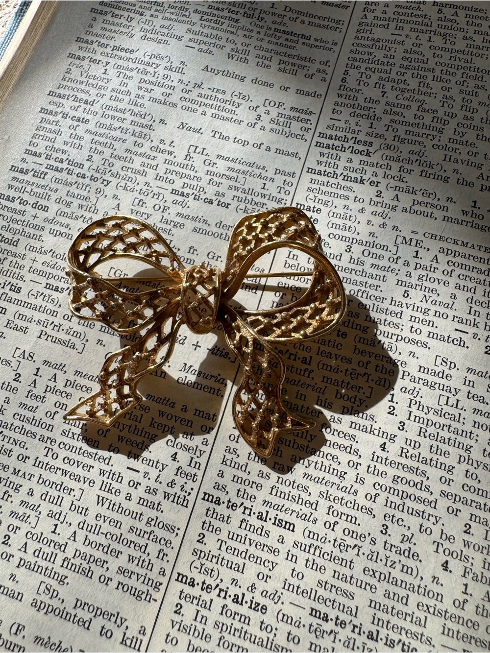 Gold Filigree Bow Brooch - Elegant Statement Pin